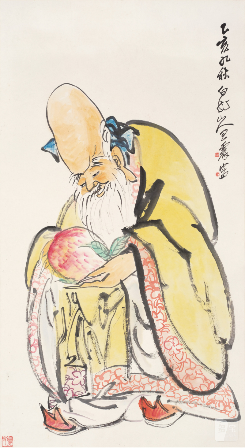 王震（1867～1938）寿 星 - 图1